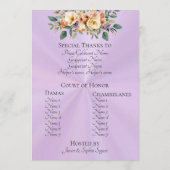 Cream Floral Quinceanera Program - Lavender Programmakaart (Achterkant)