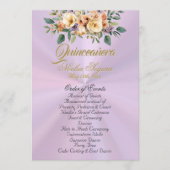 Cream Floral Quinceanera Program - Lavender Programmakaart (Voorkant)