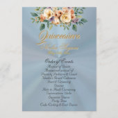 Cream Floral Quinceanera Program - Pastel Blue Programmakaart (Voorkant)