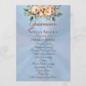 Cream Floral Quinceanera Program - Pastel Blue Programmakaart (Voorkant)