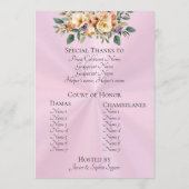 Cream Floral Quinceanera Program - Pastel Pink Programmakaart (Achterkant)
