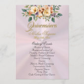 Cream Floral Quinceanera Program - Pastel Pink Programmakaart (Voorkant)
