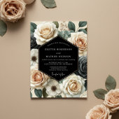 Cream Floral Romance Wedding Kaart