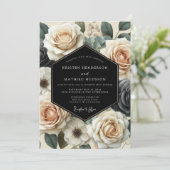 Cream Floral Romance Wedding Kaart (Staand voorkant)