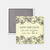 Cream Floral Save the Date Fridge Magnet (Voorkant / Achterkant)