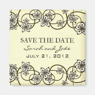 Cream Floral Save the Date Fridge Magnet