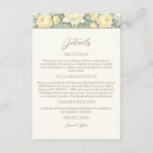 Cream Floral Summer Peony Wedding Details Informatiekaartje (Voorkant)