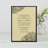 Cream Floral Swirl Wedding Invitation Kaart (Staand voorkant)