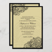 Cream Floral Swirl Wedding Invitation Kaart (Voorkant / Achterkant)