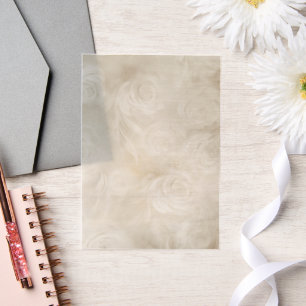 Cream Floral Swirls Vellum Uitnodigingen