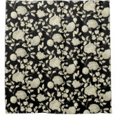Cream Floral Toile op zwart Douchegordijn (Voorkant)