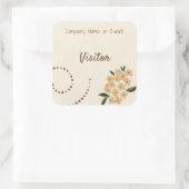 Cream Floral Vierkante Sticker (Tas)