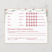 Cream Floral Waterverf Dog Grooming Report Kaart (Achterkant)