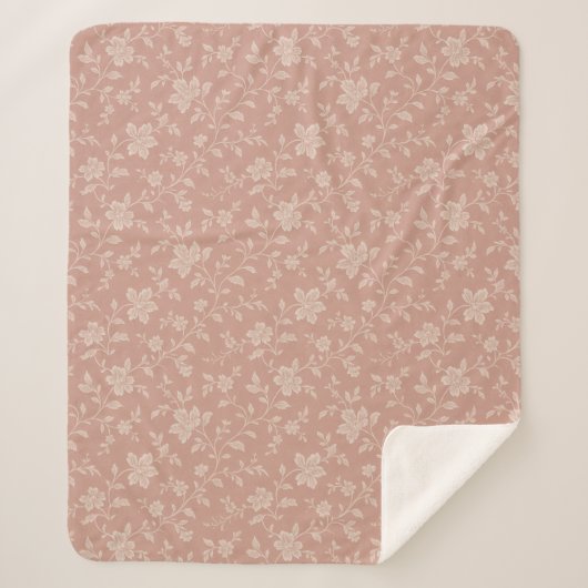  Cream Florals – Elegant Romantisch Sherpa Deken (Voorkant)