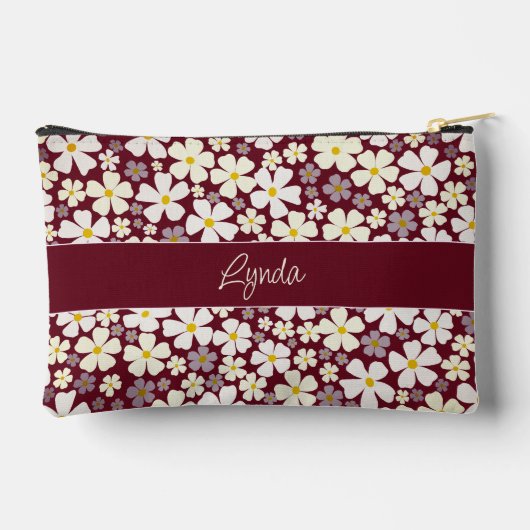 Cream Flower Power op Autumn Bourgogne Etui (Achterkant)