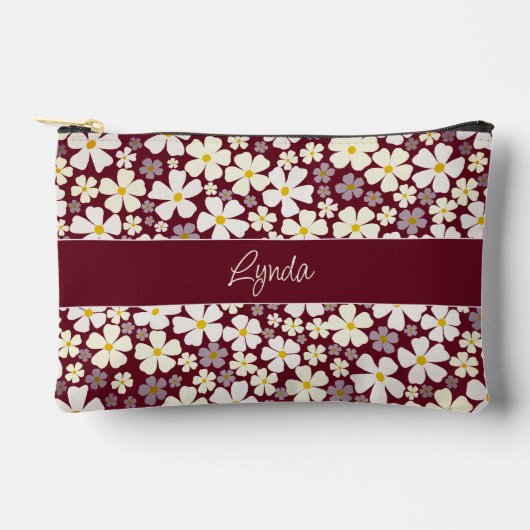  Cream Flower Power op Autumn Bourgogne Etui (Voorkant)