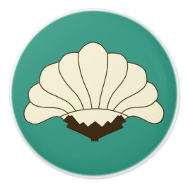 Cream  Flower & Turquoise uit de jaren 1920 Keramische Knop