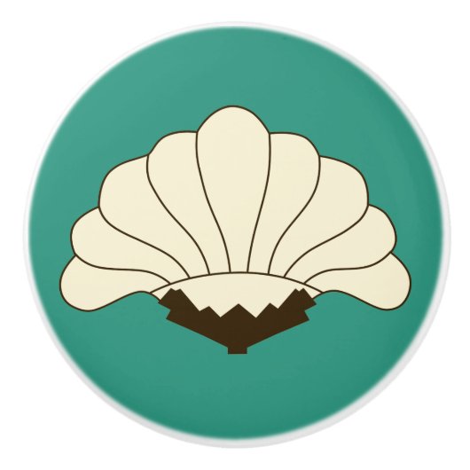 Cream  Flower & Turquoise uit de jaren 1920 Keramische Knop (Voorkant)