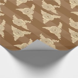 Cream Flowered Happy Birthday met tapijt Stripe Cadeaupapier