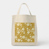 Cream Flowers in Gold Floral Pattern Custom Named Tote Bag (Achterkant)