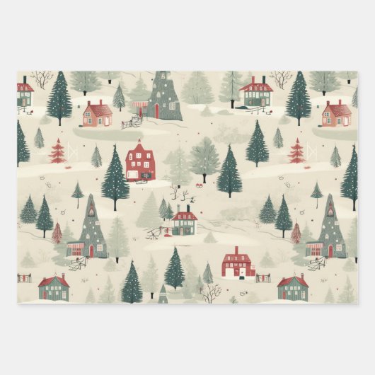 Cream Forest Winter Inpakpapier Vel (Voorkant)
