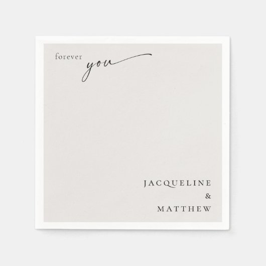 Cream Forever You Paar Namen Trouwcocktail Servet (Voorkant)