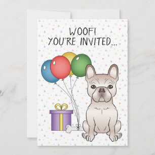 Cream French Bulldog Cute Cartoon Dog Birthday Kaart