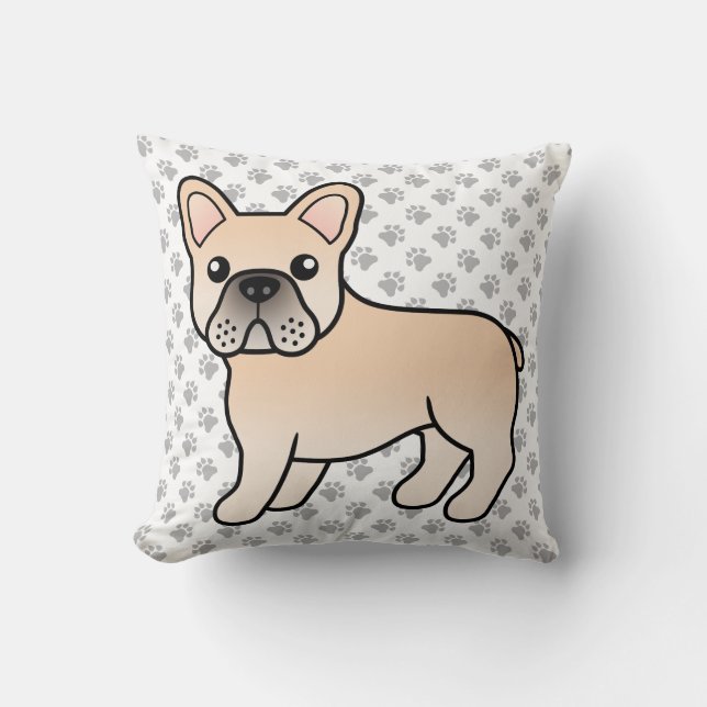 Cream French Bulldog Cute Cartoon Dog Kussen (Voorkant)
