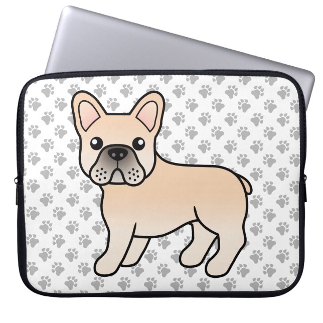 Cream French Bulldog Cute Cartoon Dog Laptop Sleeve (Voorkant)