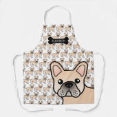 Cream French Bulldog Cute Cartoon Dog & Name Schort (Voorkant)