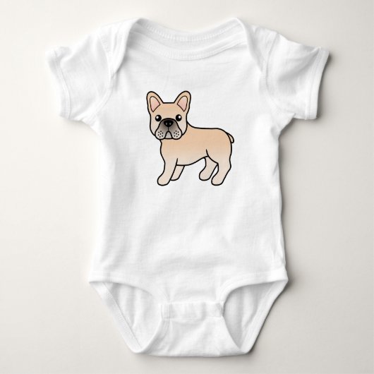 Cream French Bulldog Cute Cartoon Dog Romper (Voorkant)