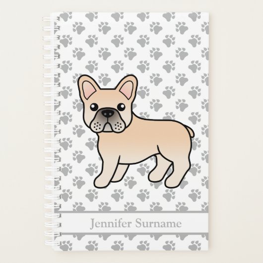 Cream French Bulldog Cute Cartoon Dog & Text Planner (Voorkant)