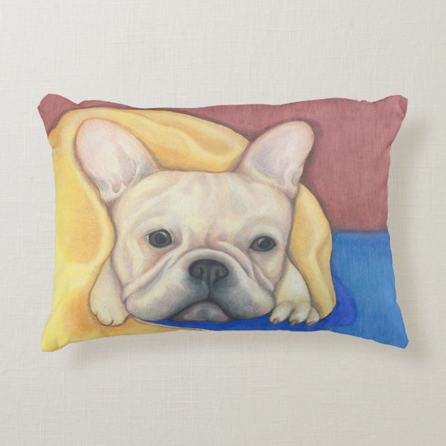 Cream French Bulldog Decoratief Kussen (Voorkant)