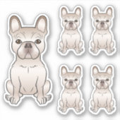Cream French Bulldog Dog Sitting Illustrations Sticker (Voorkant)