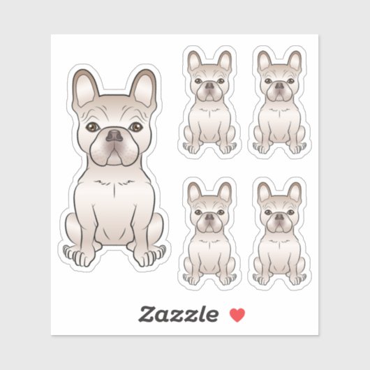 Cream French Bulldog Dog Sitting Illustrations Sticker (Vel)