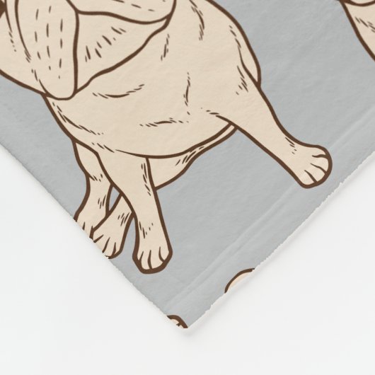 Cream French Bulldog Fleece Deken (Hoek)