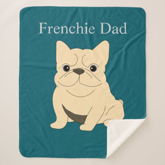 Cream French Bulldog, Frenchie Dad Sherpa Deken (Voorkant)