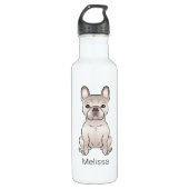Cream French Bulldog / Frenchie Dog & Custom Name Waterfles (Voorkant)