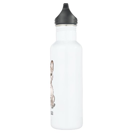 Cream French Bulldog / Frenchie Dog & Custom Name Waterfles (Rechts)