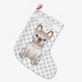 Cream French Bulldog / Frenchie with Paws & Name Grote Kerstsok (Voorkant (Hangend))