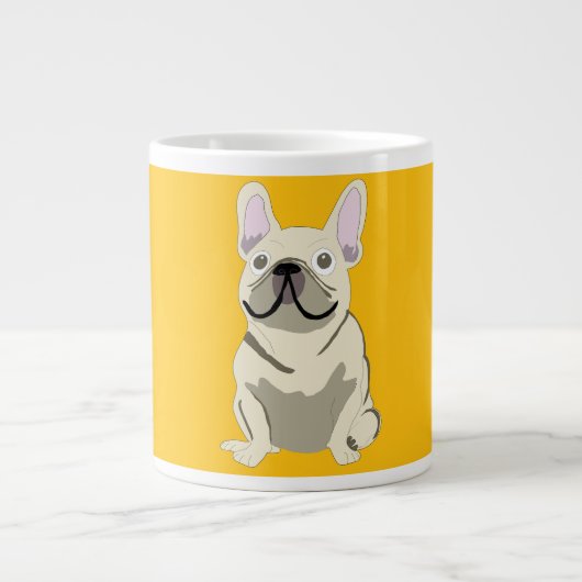 Cream French Bulldog Grote Koffiekop (Voorkant)