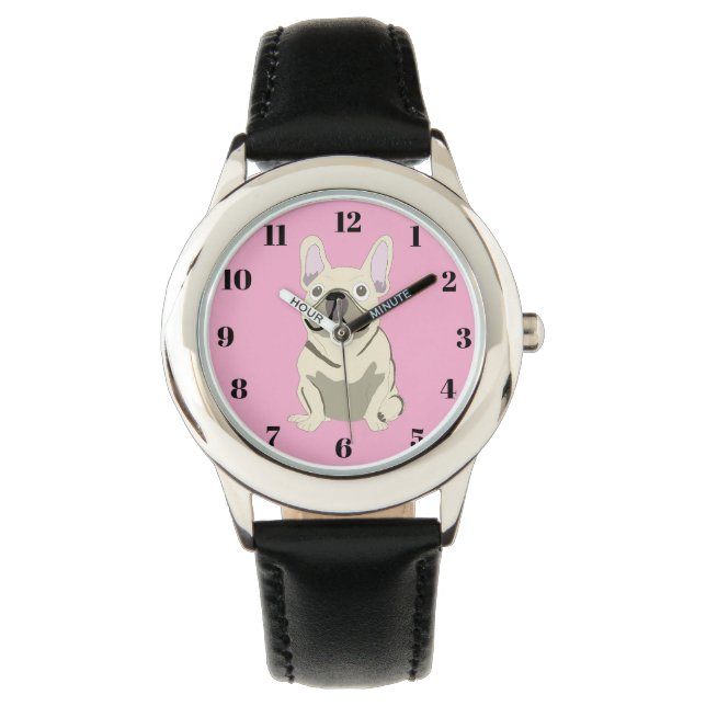Cream French Bulldog Horloge (Voorkant)