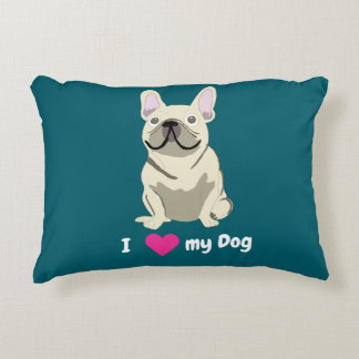 Cream French Bulldog, I Love my Dog Accent Kussen
