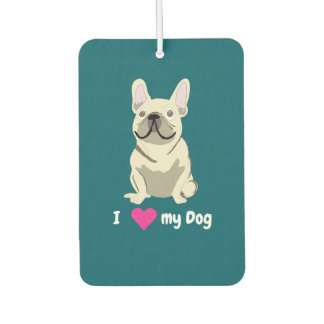 Cream French Bulldog, I Love my Dog Luchtverfrisser