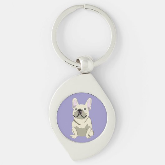 Cream French Bulldog,  Sleutelhanger (Voorkant)