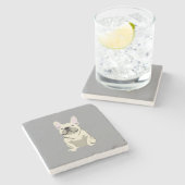 Cream French Bulldog, Stenen Onderzetter (Zijkant)