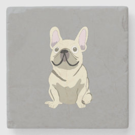 Cream French Bulldog,  Stenen Onderzetter