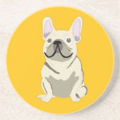 Cream French Bulldog Zandsteen Onderzetter (Voorkant)