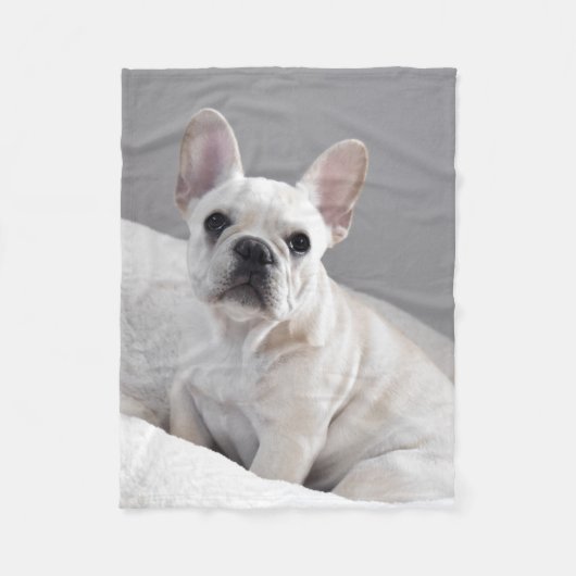 Cream Frenchie Blanket Fleece Deken (Voorkant)