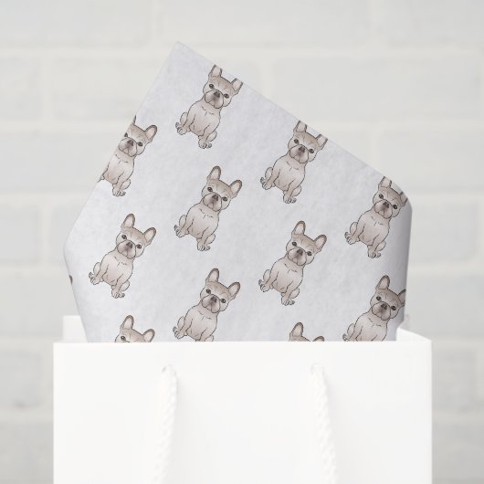 Cream Frenchie Cartoon Dog Patroon Tissuepapier (Cadeauzakje)